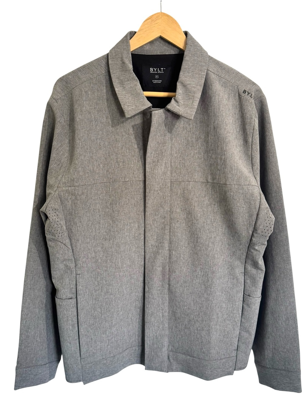 BYLT Premium Basics District Jacket Mens Large Grey Stretch Tech Lightweight L